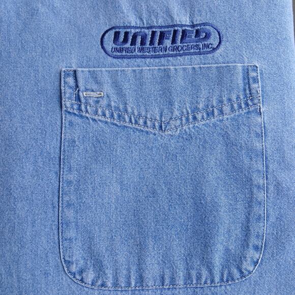 Harriton Long-Sleeve Light Denim Shirt Mens 2XL cotton work Unified Grocers - Picture 7 of 14